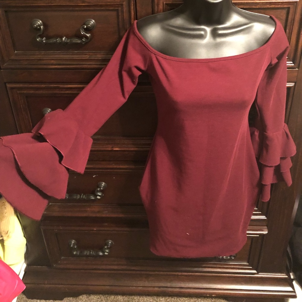Burgundy off the shoulder long sleeve never worn